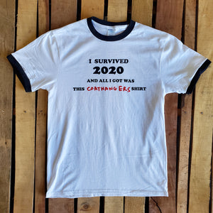I Survived 2020 Ringer Tee (White/Black) – Goodfellas Merch