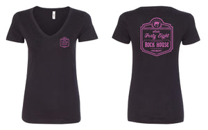 Rock House  Ladies V-Neck Tee (Black)