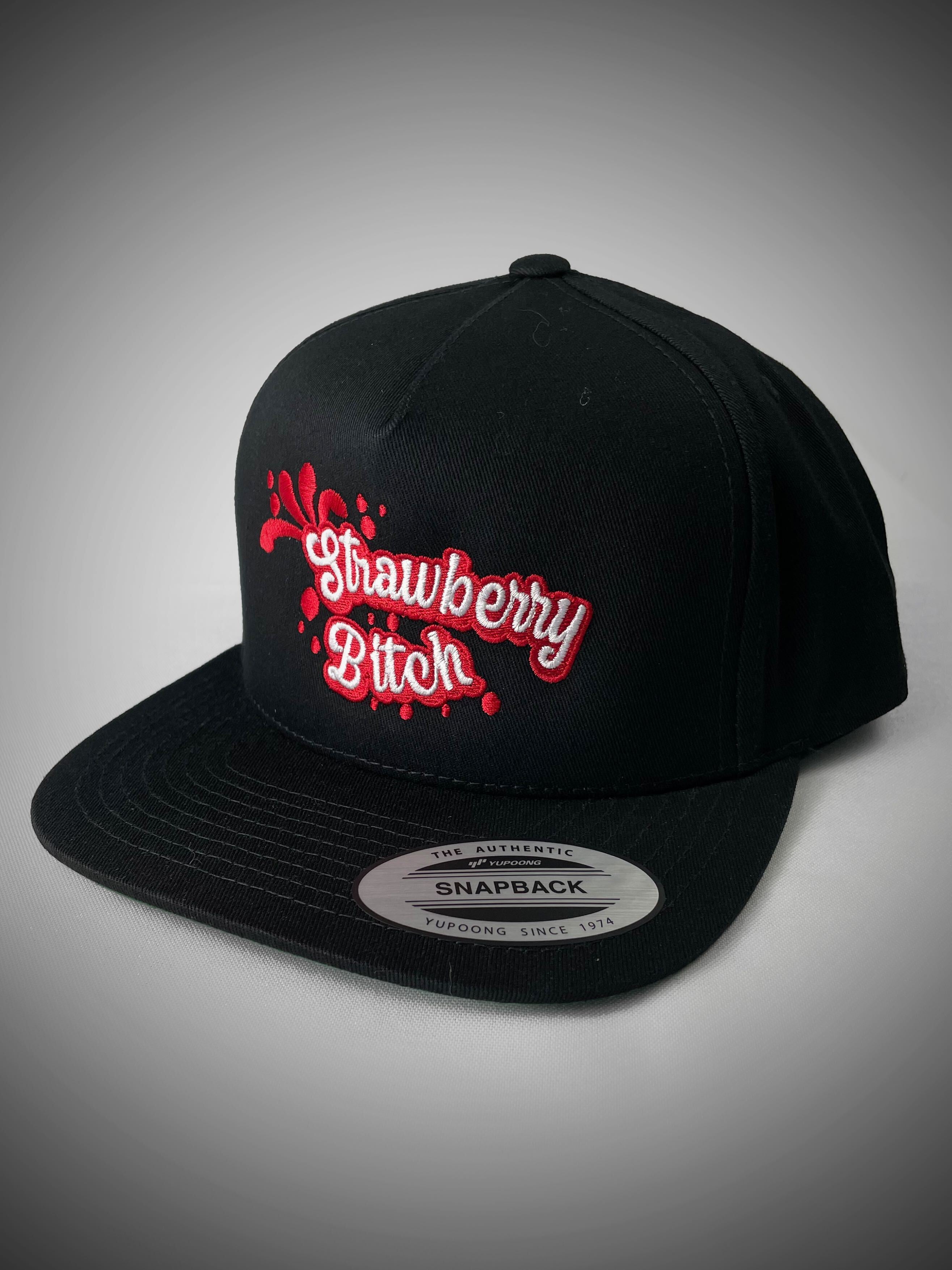 Strawberry Bitch Snapback Hat (Solid Black)