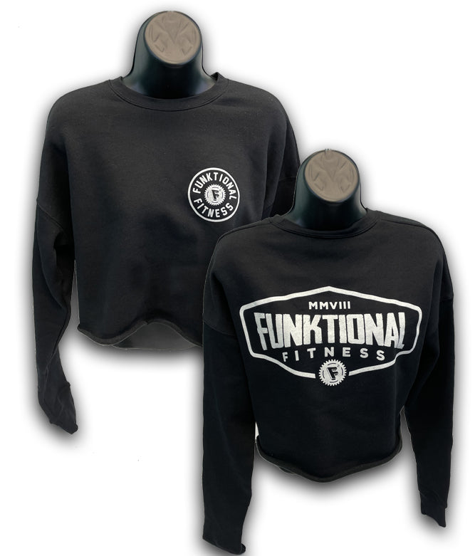 FunkFit Retro Black Cropped Pullover Sweatshirt